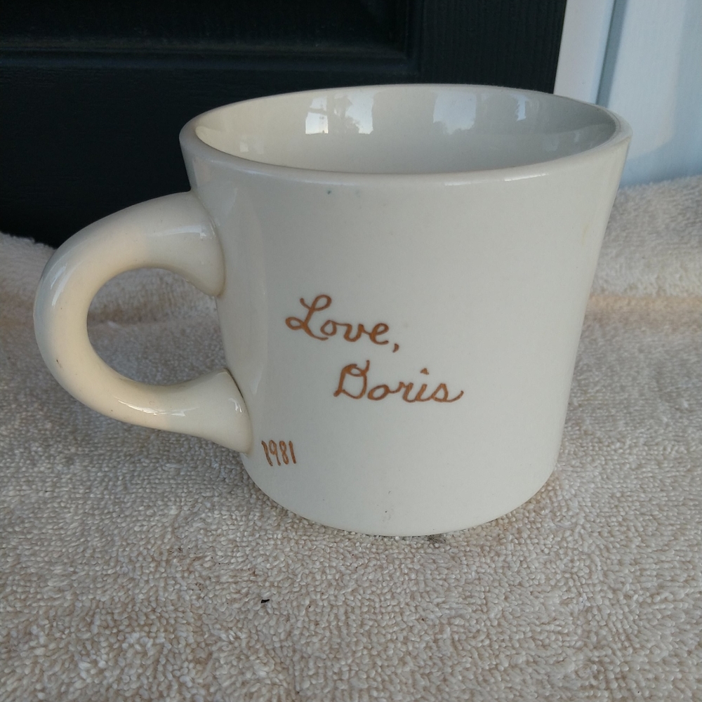Vintage Marion Coffee Cup/Mug - Love Doris 1981 Written in Gold Made in USA - Picture 3 of 9